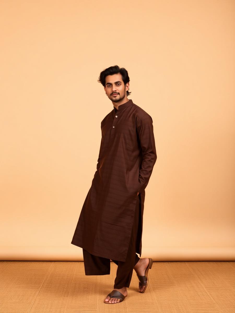 Espresso Handloom Kurta Set — Men — Everyday Luxury